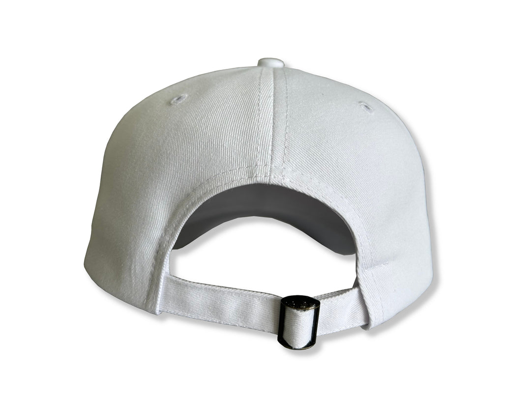 Stylish White Broqui hat featuring the iconic Coquí symbol in Puerto Rico colors, inspired by Puerto Rican heritage.
