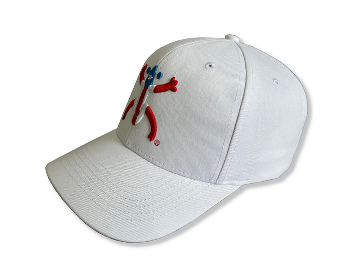 Stylish White Broqui hat featuring the iconic Coquí symbol in Puerto Rico colors, inspired by Puerto Rican heritage.