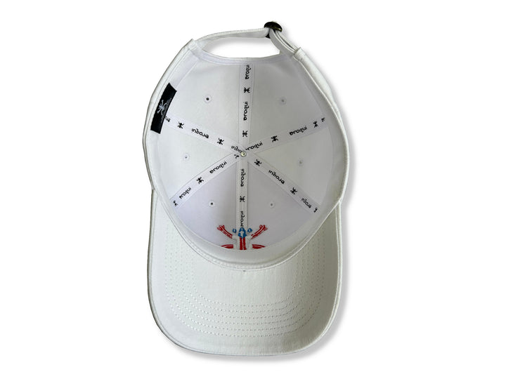 Stylish White Broqui hat featuring the iconic Coquí symbol in Puerto Rico colors, inspired by Puerto Rican heritage.